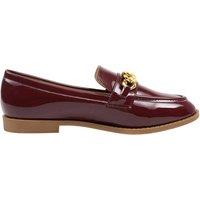 MODISHION Women's Casual Closed Toe Slip-on Chain Loafers with Low Heel in Wine | Size: 6.5
