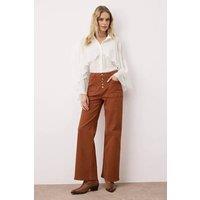 WOVCOR Women's Button Detailed High Waist Wide Leg Comfort Jeans in Brown | Size: 8