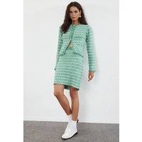 WOVCOR Women's 2-Piece Soft Texture Knit Cardigan & Skirt Set in Mint | Size: Medium