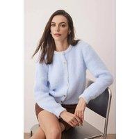 WOVCOR Women's Beard Yarn Soft Knit Cardigan in Light Blue | Size: Large