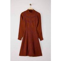 WOVCOR Women's Mini Lace Knit Dress With High Neck Detail in Terracotta | Size: Small