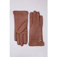 Lakeland Leather Women's 'Twin Buckle II' Leather Gloves in Tan | Size: Small