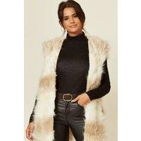 CY Women's Oversized Faux Fur Gilet In Multi Tone in Grey | Size: S/M