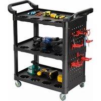 Dprodo 3 Tier Plastic Detailing Cart, Rolling Tool Cart in Black | Size: 600mm
