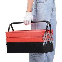 Dprodo Multi-Function Metal Tool Box, Cantilever Folding Red Storage Box | Size: 600mm