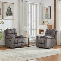 FURNITURE ONE Manual Recliner Sofa Set Fabric Upholstery - 1+1 Set in Grey | Size: 1 Pack