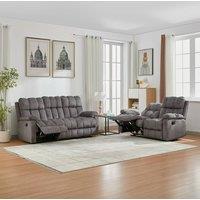 FURNITURE ONE Manual Fabric Upholstery Recliner Sofa Set -2+3 Set in Grey | Size: 1 Pack