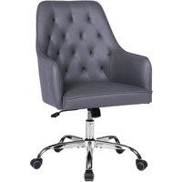 FURNITURE ONE Swivel Desk Chair, Adjustable Heigh PVC Leather Office Chair in Grey | Size: 1 Seater