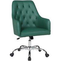 FURNITURE ONE Swivel Desk Chair, Adjustable Heigh PVC Leather Office Chair in Green | Size: 1 Seater