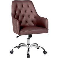 FURNITURE ONE Swivel Desk Chair, Adjustable Heigh PVC Leather Office Chair in Brown | Size: 1 Seater