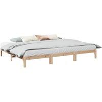 Berkfield Home Family Bed Frame No Mattress 240x200 cm Solid Wood Pine in Brown