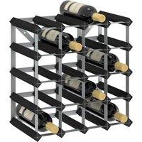 Berkfield Home Wine Rack for 20 Bottles Black Solid Pine Wood