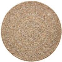 THE RUGS Indoor Outdoor Almendro Round Rug Chevron Design High Low Texture in Beige | Size: 200 cm diameter