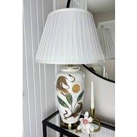 Downton Interiors Leopard Green Gold Ceramic Table Lamp with Pleated Shade | Size: Large