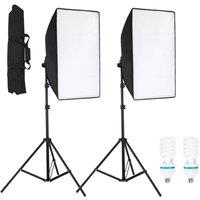 Kelvenix Softbox Lighting Kit Video Photo Soft Box Continuous Light in Black