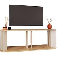 BIMOSSA Ursula TV Stand, Small Unit, 114 cm Wide Cabinet for Living Room & Bedroom, Grey & Warm Oak, Sturdy Sunburst Legs, Scratch-Resistant Surface