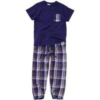 Bedlam Men's Long Check Pyjama Set in Navy | Size: 15 Years