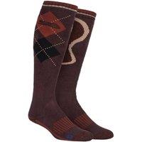 KDMD Men's 1 Pair Storm Bloc Extra Long Durable Cotton Argyle Boot Socks in Brown | Size: 6-11