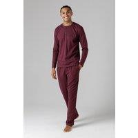 Tokyo Laundry Men's Cotton Crew Neck Pyjama Set in Burgundy | Size: XL