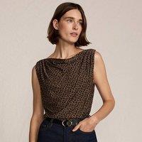 Lands' End Women's Silky Knit Drapey Boatneck Sleeveless Top in Light Brown | Size: 14-16