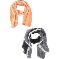 Sarta Women's Dove Crosshatch Stripe Heavyweight Winter Scarves (2 Pack) in Black