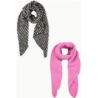 Sarta Women's Jay Chevron Stripe Asymmetric Heavyweight Winter Scarves (2 Pack) in Pink