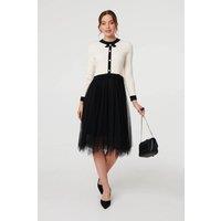 Izabel London Women's Button Front Mesh Textured Jumper Dress | Size: 16