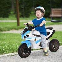 HOMCOM Kids Ride-On Police Bike 3-Wheel Vehicle w/ Music NO POWER 18-36 Months in Blue
