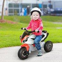 HOMCOM Kids Ride-On Police Bike 3-Wheel Vehicle w/ Music NO POWER 18-36 Months in White