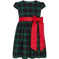 HOLLY HASTIE Girl's Joy Plaid Satin Bows Occasion Party Dress, Green | Size: 3-4 Years