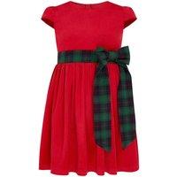 HOLLY HASTIE Girl's Jane Velvet & Plaid Bow Occasion Party Dress, Red & Green | Size: 3-4 Years