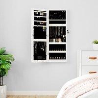 Berkfield Home Mirror Jewellery Cabinet with LED Lights Wall Mounted White