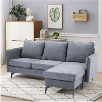 Living and Home 3-Seater Upholstered Corner Sectional Sofa in Grey