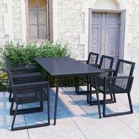 Berkfield Home 7 Piece Outdoor Dining Set PVC Rattan Black