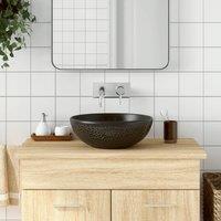 Berkfield Home Countertop Basin Black Round 41x14 cm Ceramic | Size: 41x14 cm