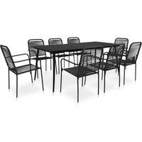 Berkfield Home 9 Piece Garden Dining Set Cotton Rope & Steel Black