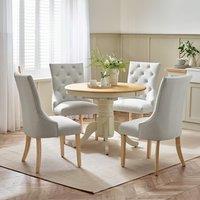 FurnitureboxUK Padstow Wooden Extending Dining Table & 4 Belgravia Chairs in Cream | Size: 4 Person
