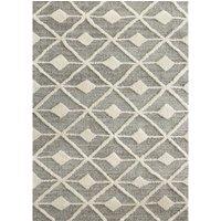 Kukoon Grey Cream Diamond Loop & Tufted Shaggy Rug in Mid Grey | Size: 160 cm x 230 cm
