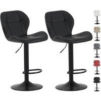 MCC Direct Set of 2 Height Adjustable Kitchen Bar Stools Breakfast Chairs Stella in Black