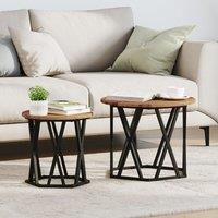 Berkfield Home Nesting Side Tables (Set of 2) - Rustic Wood Look, Made of Engineered Wood in Brown