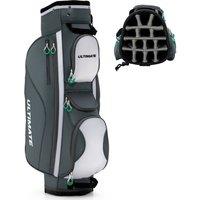Costway Golf Stand Bag Lightweight Portable Golf Cart Bag W/ 14 Way Top Divider Waterproof in Grey