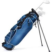Costway Golf Stand Bag with 4Way Top Dividers DualStrap Outer Pockets & Bracket Carrier in Navy