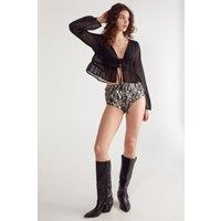 NastyGal Women's Hand Embellished Zebra Mixed Disc Sequin Booty Short in Black | Size: 12