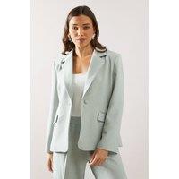 Wallis Women's Petite Relaxed Crossed Back Detail Jacket in Light Blue | Size: 10