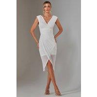 Jolie Moi Women's Aisla Ruched Sequin Bodycon Dress in White | Size: 12