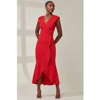 Jolie Moi Women's Tara Sleeveless Draped Maxi Dress in Red | Size: 18