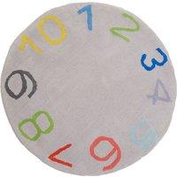 Orsina Kids Round Number Rug in Grey | Size: 100 cm diameter