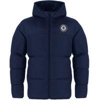 Chelsea FC Boy's Kids Hooded Quilted Jacket Winter Coat in Navy | Size: 8-9 Years