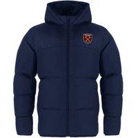 West Ham United FC Boy's Kids Hooded Quilted Jacket Winter Coat in Navy | Size: 12-13 Years