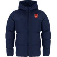 Arsenal FC Boy's Kids Hooded Quilted Jacket Winter Coat in Navy | Size: 8-9 Years